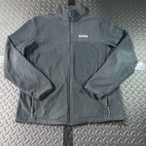 Columbia Fleece Jacket Mens Large Black Full Zip Pockets Stand Collar WM3220